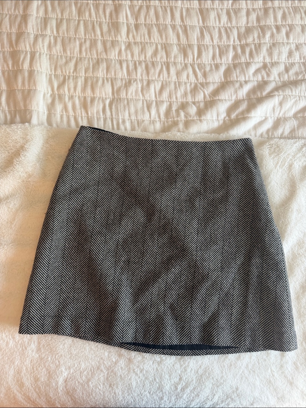 THE LIMITED Classic Black and White Herringbone RECYCLED WOOL Mini Skirt